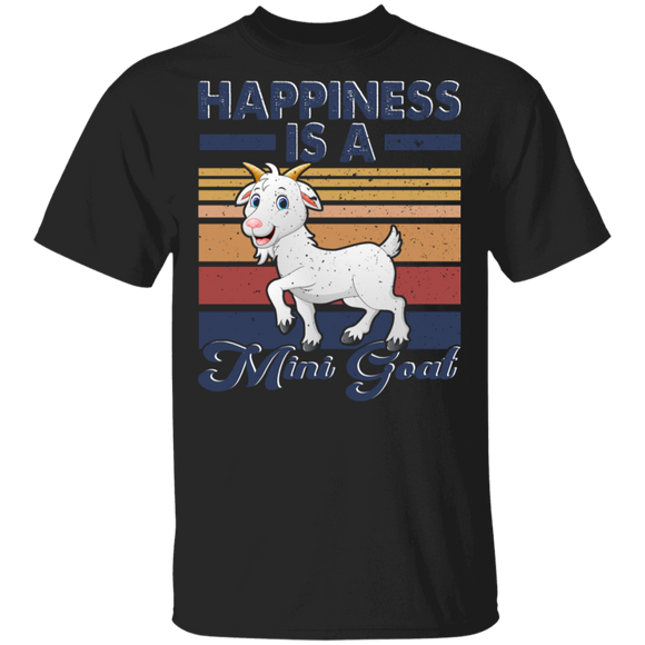 Vintage Retro Miniature Goat Happiness Is A Mini Goat Pet Goat Lovers T-Shirt - Macnystore