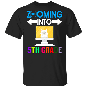Zooming Into 5th Grade Funny Llama Back To School Student Gifts T-Shirt - Macnystore