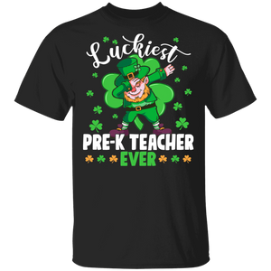 Luckiest Pre-K Teacher Ever St Patrick's Day Leprechaun Gifts T-Shirt - Macnystore