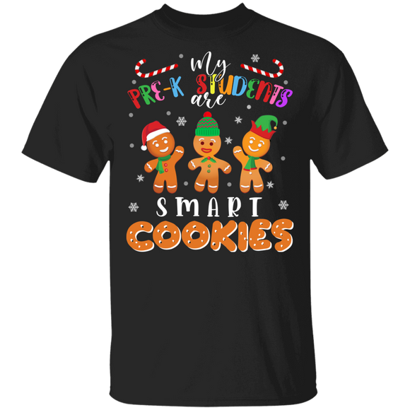 Christmas Teacher Shirt My Pre-K Grade Students Are Smart Cookies Funny Christmas Gingerbread Teacher Lover Gifts T-Shirt - Macnystore