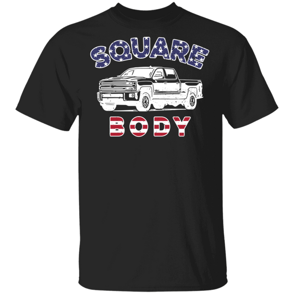 American Flag Shirt Square Body Cool American Flag Patriotic Squarebody Truck Lover Gifts T-Shirt - Macnystore