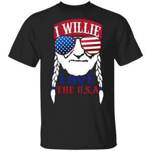 I Willie Love The USA American Flag Willie Nelson Musician 4th Of July Gifts T-Shirt - Macnystore