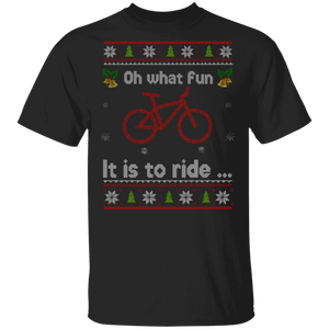 Christmas Bike Lover Shirt Oh What Fun It Is To Ride Cool Christmas Bike Riding Lover Gifts Christmas T-Shirt - Macnystore