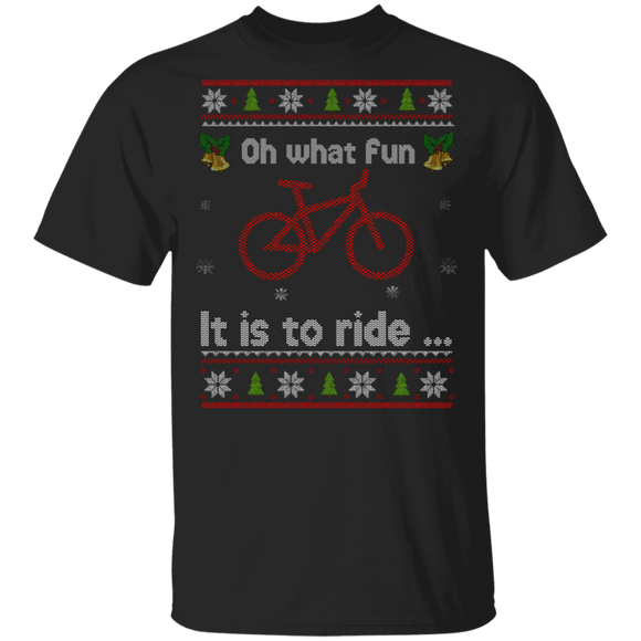 Christmas Bike Lover Shirt Oh What Fun It Is To Ride Cool Christmas Bike Riding Lover Gifts Christmas T-Shirt - Macnystore