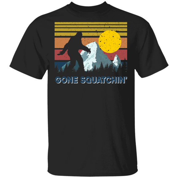 Bigfoot Lover Shirt Vintage Retro Gone Squatchin' Funny Bigfoot Mountain Sunset Lover Gifts T-Shirt - Macnystore
