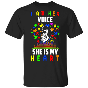 Autism Awareness Shirt I Am Her Voice She Is My Heart Cool Autism Awareness Daughter Gifts T-Shirt - Macnystore