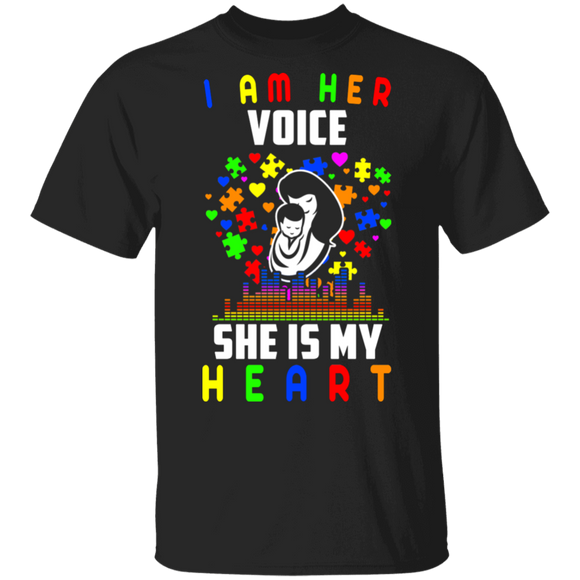Autism Awareness Shirt I Am Her Voice She Is My Heart Cool Autism Awareness Daughter Gifts T-Shirt - Macnystore