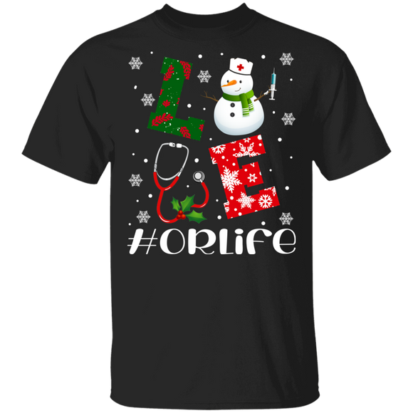 Christmas Nurse Shirt Love OR Life Cool Christmas Snowman Nursing Nurse Lover Gifts T-Shirt - Macnystore