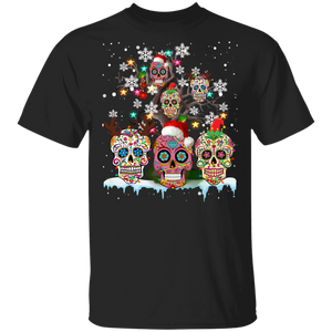Christmas Sugar Skull Shirt Skull On Christmas Tree Funny Christmas Mexican Sugar Skull Lover Gifts T-Shirt - Macnystore