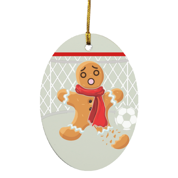 Christmas Gingerbread Shirt Football Goalie Funny Christmas Gingerbread Man Snap Football Player Lover Gifts SUBORNO Oval Ornament - Macnystore