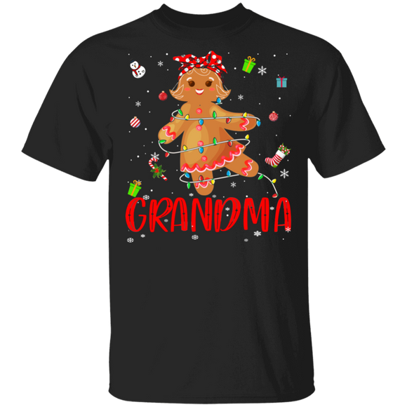 Christmas Gingerbread Shirt Grandma Cute Christmas Lights Grandma Gingerbread Lover Matching Pajamas For Family Gifts T-Shirt - Macnystore