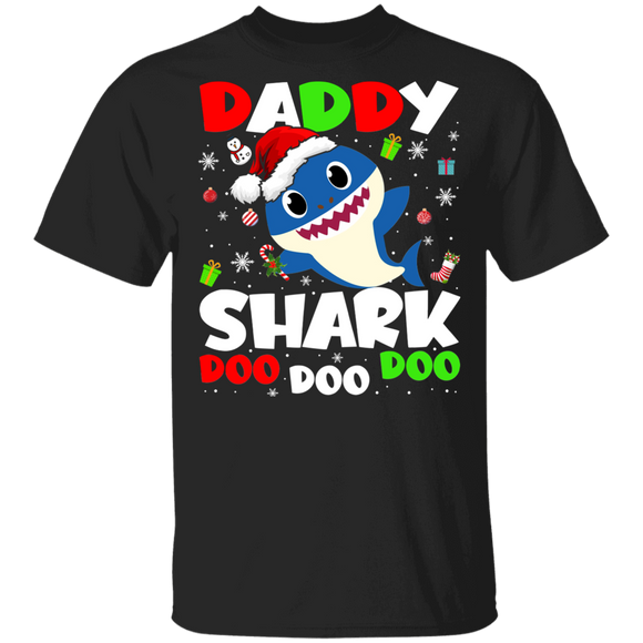 Christmas Shark Lover Shirt Daddy Shark Doo Doo Doo Funny Christmas Santa Shark Kids Video Baby Matching Family Gifts T-Shirt - Macnystore