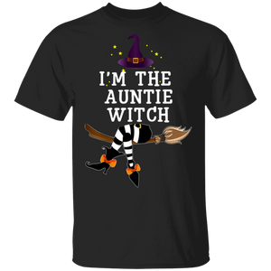 Im The Auntie Witch Broom Hat Halloween T-Shirt - Macnystore