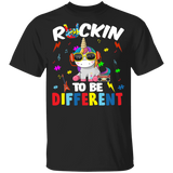 Rockin' To Be Different Tune Unicorn Autism Awareness Gifts Youth T-Shirt - Macnystore