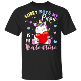 Sorry Boys My Papa Is My Valentine Cute Unicorn Lover Matching Shirts For Family Women Girls Daughter Niece Personalized Valentine Gifts Youth T-Shirt - Macnystore