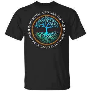 Grandma And Grandson A Bond That Can't Be Broken Cool Tree Root Round Shirt Matching Mother's Day Gifts T-Shirt - Macnystore
