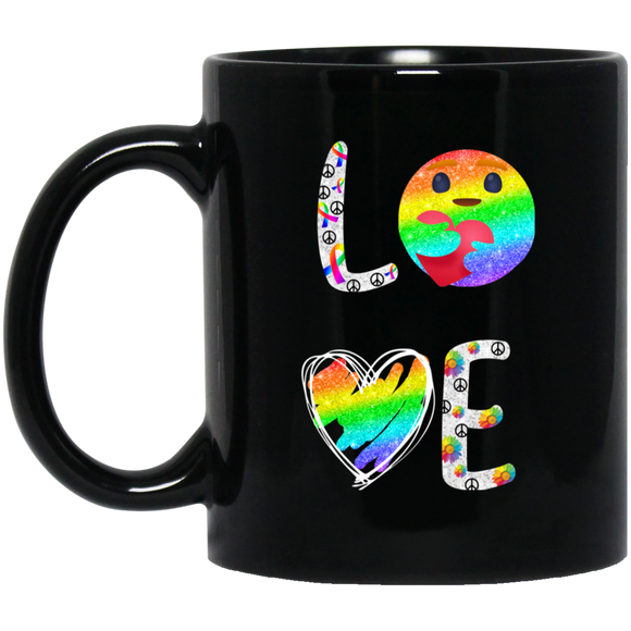 Love LGBT Care Facebook Icon LGBT Ribbons Hippie Peace Sign Shirt Matching Proud LGBT Gay Lesbian Gifts Mug - Macnystore