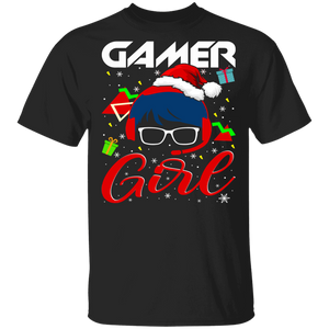 Christmas Gamer Shirt Gamer Girl Cute Christmas Santa Gamer Girl Gaming Video Games Lover Gifts T-Shirt - Macnystore