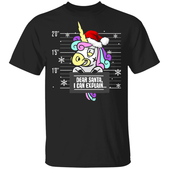 Christmas Unicorn Lover Shirt Dear Santa I Can Explain Funny Christmas Santa Criminal Unicorn Lover Gifts T-Shirt - Macnystore