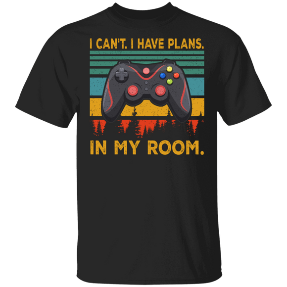 Gamer Shirt Vintage Retro I Can't I Have Plans In My Room Funny Gamer Game Lover Gifts T-Shirt - Macnystore
