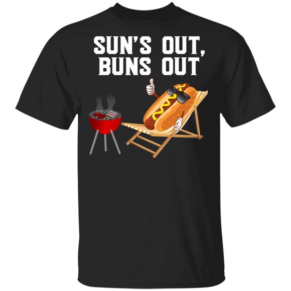 Sun's Out Buns Out Cool BBQ Hot Dog Sausage Gifts T-Shirt - Macnystore