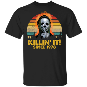 Vintage Retro Killin' It Since 1978 Scary Pumpkin Ghostly Horror Halloween Gifts T-Shirt - Macnystore
