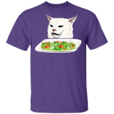 Angry Women Yelling At Confused Cat At Dinner Table Funny Cat T-Shirt - Macnystore