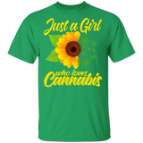 Just A Girl Who Loves Cannabis Sunflower Weed Marijuana Gift T-Shirt - Macnystore