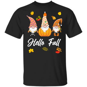 Gnome Lover Shirt Hello Fall Cool Autumn Pumpkin Gnome Lover Gifts T-Shirt - Macnystore