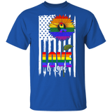 Love Is Love Pride Cute LGBT Ribbon Sunflower American Flag Shirt Matching Proud LGBT Support Gay Lesbian Gifts T-Shirt - Macnystore