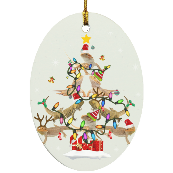 Decorative Hanging Ornaments Bearded Dragon Christmas Tree Xmas Light Oval Ornament Xmas - Macnystore