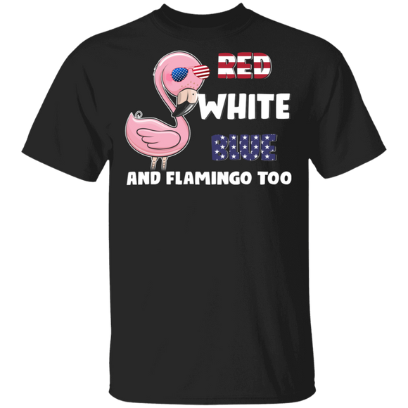 Red White Blue And Flamingo Too Cool American Flag Flamingo 4th Of July Gifts T-Shirt - Macnystore