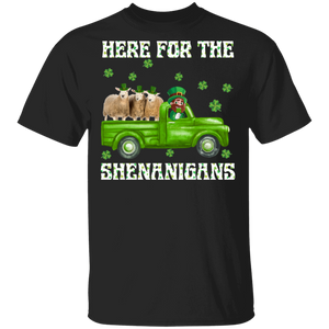 Here For The Shenanigans Leprechaun Sheep St Patrick's Day T-Shirt - Macnystore