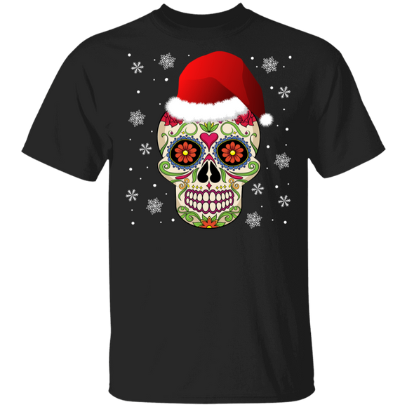Christmas Sugar Skull Shirt Santa Sugar Skull Funny Christmas Day Of The Dead Dia de los Muertos Santa Sugar Skull Lover Gifts T-Shirt - Macnystore