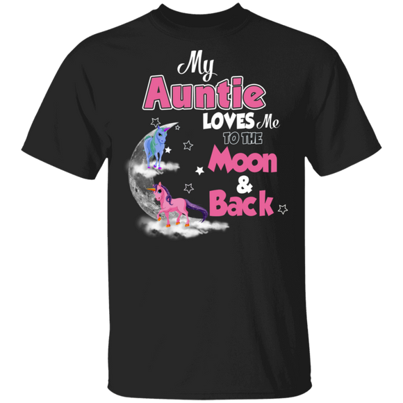 My Auntie Loves Me To The Moon And Back Cute Magical Unicorn On Moon Mother's Day Gifts T-Shirt - Macnystore