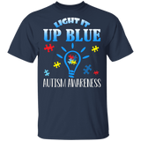 Light it Up Blue Light Bulb Autism Awareness T-Shirt - Macnystore