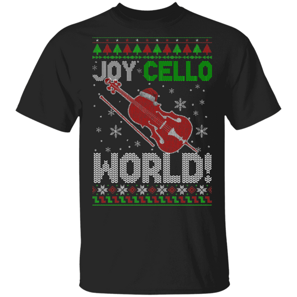 Christmas Cello Lover Shirt Joy Cello World Funny Ugly Christmas Sweater Santa Cello Lover Gifts Christmas T-Shirt - Macnystore