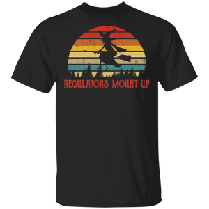 Vintage Retro Regulators Mount Up Cool Silhouette Witch Halloween Gifts T-Shirt - Macnystore