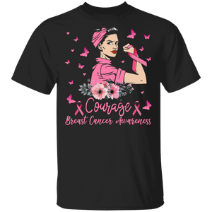 Courage Breast Cancer Awareness Pink Ribbon Women Gifts T-Shirt - Macnystore