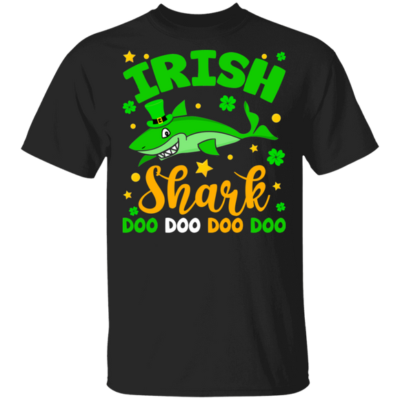 Irish Shark Doo Doo Doo Ireland Flag Shark Lover Leprechaun Shamrock Funny St Patrick's Day Mens Womens St Patrick's Day Gifts T-Shirt - Macnystore