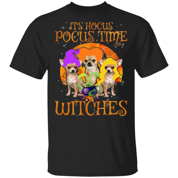 It's Hocus Pocus Time Witches Funny Chihuahua Lover Halloween Gifts T-Shirt - Macnystore