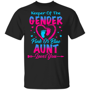 Keeper Of The Gender Pink or Blue Aunt Loves You Cute Gender Reveal Party Pregnancy Announcement Funny Maternity Women Men Gifts T-Shirt - Macnystore