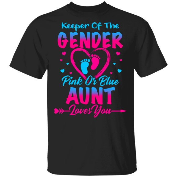 Keeper Of The Gender Pink or Blue Aunt Loves You Cute Gender Reveal Party Pregnancy Announcement Funny Maternity Women Men Gifts T-Shirt - Macnystore