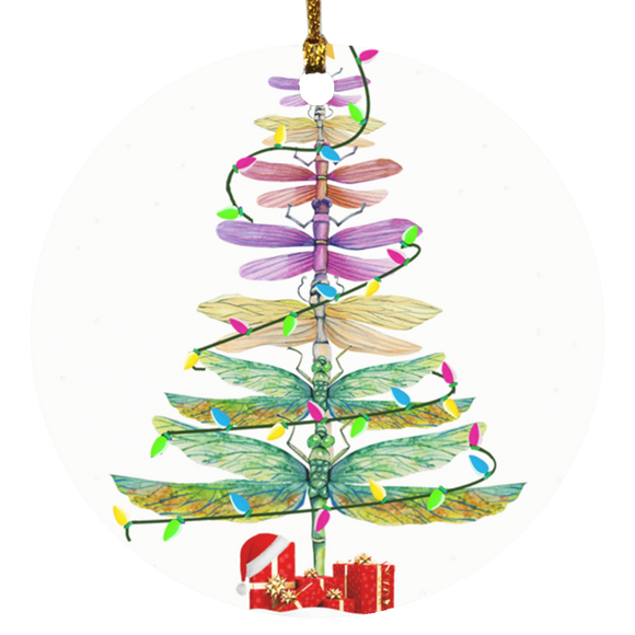 Christmast Ornament Merry Christmas Insect Lover Xmas Dragonfly Christmas Tree Decorative Hanging Ornaments Circle