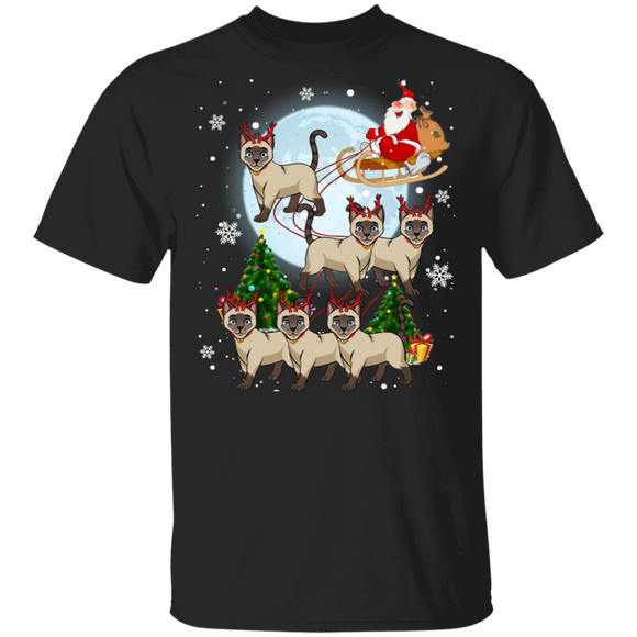 Christmas Cat Shirt Siamese Reindeer Christmas Cute X-mas Siamese Cat Lover Gifts Christmas T-Shirt - Macnystore