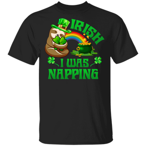 Irish I Was Napping Sloths Lover Shamrock Leprechaun Funny St Patrick's Day Mens Womens St Patty's Day Irish Gifts T-Shirt - Macnystore
