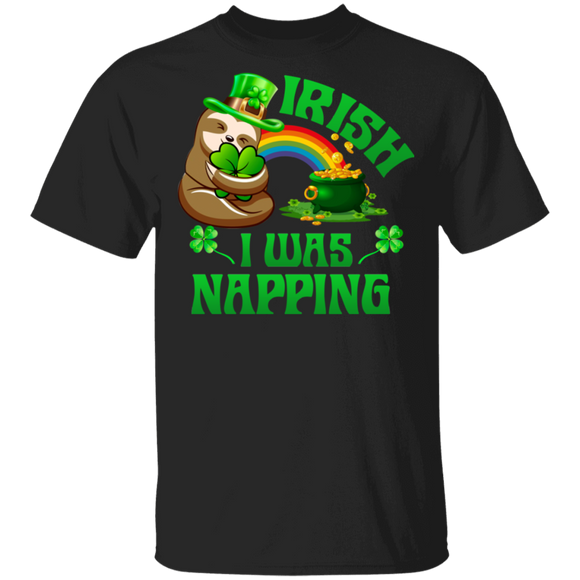 Irish I Was Napping Sloths Lover Shamrock Leprechaun Funny St Patrick's Day Mens Womens St Patty's Day Irish Gifts T-Shirt - Macnystore