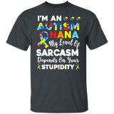 I'm Autism Nana My Level Of Sarcasm Depends On Stupidity T-Shirt - Macnystore