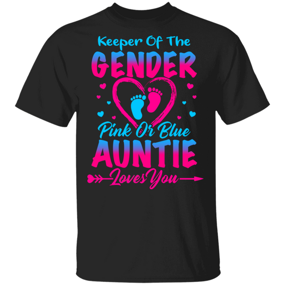 Keeper Of The Gender Pink or Blue Auntie Loves You Cute Gender Reveal Party Pregnancy Announcement Funny Maternity Women Gifts T-Shirt - Macnystore
