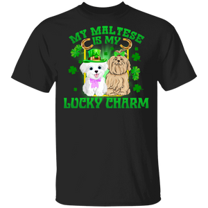 My Maltese Is My Lucky Charm Leprechaun Dog Pet Funny St Patrick's Day Mens Womens St Patty's Day Irish Gifts T-Shirt - Macnystore